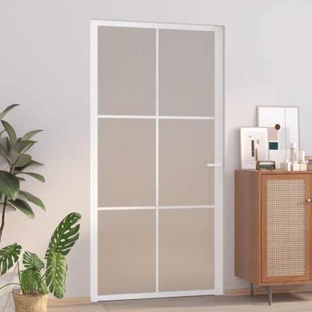 vidaXL Puerta interior de vidrio y aluminio blanco mate 102,5x201,5 cm