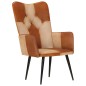 vidaXL Sillón orejero cuero auténtico marrón y crema vidaXL Sillón orejero cuero auténtico marrón y crema