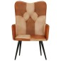 vidaXL Sillón orejero cuero auténtico marrón y crema vidaXL Sillón orejero cuero auténtico marrón y crema