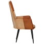 vidaXL Sillón orejero cuero auténtico marrón y crema vidaXL Sillón orejero cuero auténtico marrón y crema