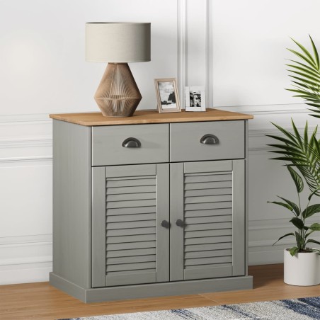 vidaXL Aparador con cajones VIGO madera maciza pino gris 78x40x75 cm