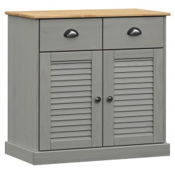 vidaXL Aparador con cajones VIGO madera maciza pino gris 78x40x75 cm