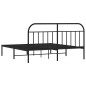 vidaXL Estructura de cama con cabecero metal negro 160x200 cm