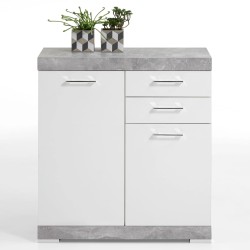 FMD Cómoda de 2 puertas y 2 cajones blanco y hormigón 80x34,9x89,9cm 