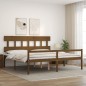 vidaXL Cama personas mayores cabecero madera marrón miel 200x200 cm vidaXL Cama personas mayores cabecero madera marrón miel 200x200 cm