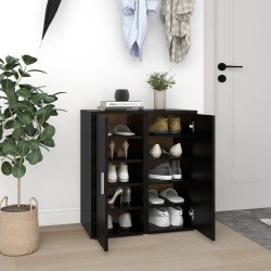 vidaXL Muebles zapateros 2 uds madera contrachapada negro 32x35x70 cm