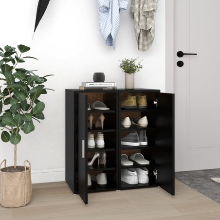 vidaXL Muebles zapateros 2 uds madera contrachapada negro 32x35x70 cm