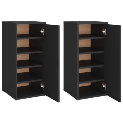 vidaXL Muebles zapateros 2 uds madera contrachapada negro 32x35x70 cm