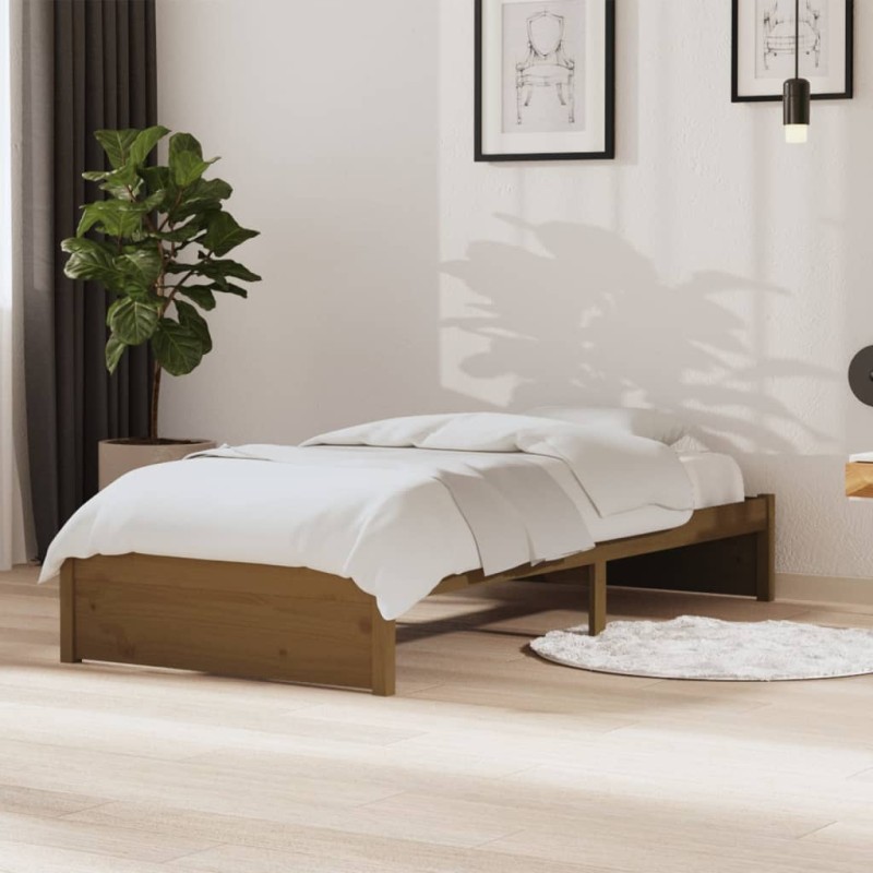 vidaXL Estructura de cama madera maciza marrón miel 90x190 cm vidaXL Estructura de cama madera maciza marrón miel 90x190 cm