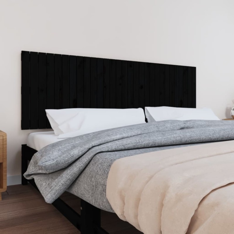 vidaXL Cabecero de cama de pared madera maciza pino negro 185x3x60 cm vidaXL Cabecero de cama de pared madera maciza pino negro 185x3x60 cm