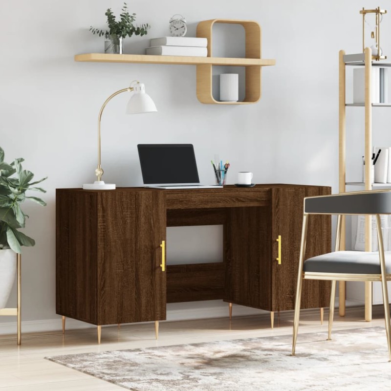 vidaXL Escritorio madera de ingeniería roble marrón 140x50x75 cm