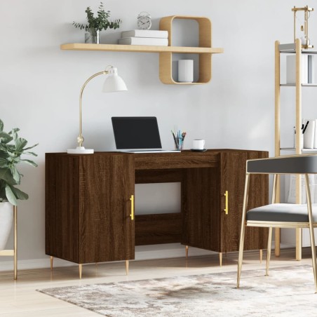 vidaXL Escritorio madera de ingeniería roble marrón 140x50x75 cm