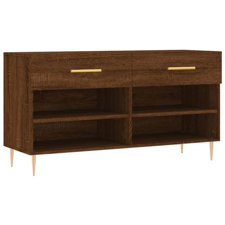 vidaXL Banco zapatero madera de ingeniería marrón roble 102x35x55 cm