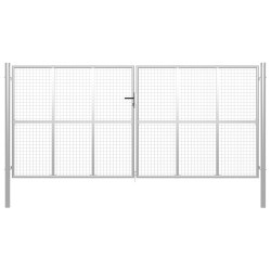 vidaXL Puerta de jardín de acero galvanizado plateado 415x225 cm