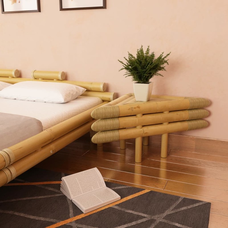 vidaXL Mesitas de noche de bambú natural 2 unidades 60x60x40 cm vidaXL Mesitas de noche de bambú natural 2 unidades 60x60x40 cm