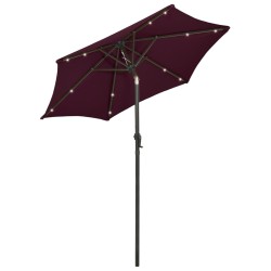 vidaXL Sombrilla con luces LED aluminio burdeos 200x211 cm