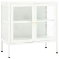 vidaXL Aparador de acero y vidrio blanco 70x35x70 cm