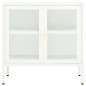 vidaXL Aparador de acero y vidrio blanco 70x35x70 cm