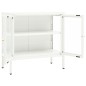 vidaXL Aparador de acero y vidrio blanco 70x35x70 cm