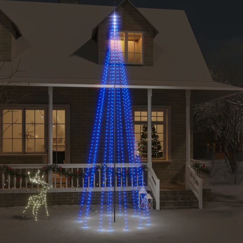 vidaXL Árbol de Navidad en asta de bandera 732 LED azul 500 cm vidaXL Árbol de Navidad en asta de bandera 732 LED azul 500 cm