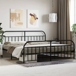 vidaXL Estructura de cama cabecero y pie de cama metal negro 193x203cm