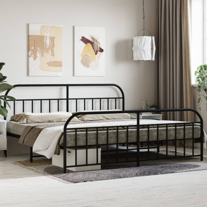 vidaXL Estructura de cama cabecero y pie de cama metal negro 193x203cm vidaXL Estructura de cama cabecero y pie de cama metal negro 193x203cm