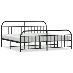 vidaXL Estructura de cama cabecero y pie de cama metal negro 193x203cm