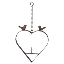 HI Comedero para pájaros con forma de corazón marrón 23,5 cm