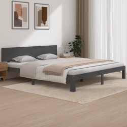 vidaXL Estructura de cama madera maciza gris 180x200 cm