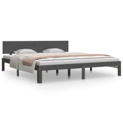 vidaXL Estructura de cama madera maciza gris 180x200 cm