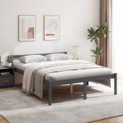 vidaXL Cama para personas mayores madera maciza pino gris 150x200 cm