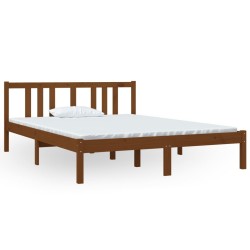 vidaXL Estructura de cama madera maciza marrón miel 140x190 cm