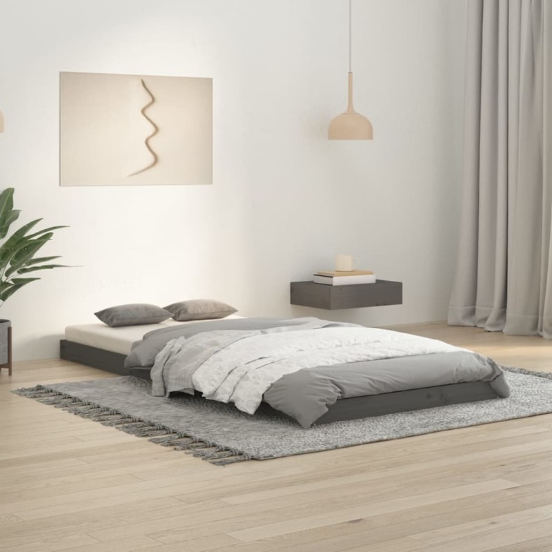 vidaXL Estructura de cama madera maciza de pino gris 90x200 cm vidaXL Estructura de cama madera maciza de pino gris 90x200 cm