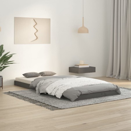 vidaXL Estructura de cama madera maciza de pino gris 90x200 cm