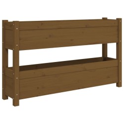 vidaXL Jardinera de madera maciza de pino marrón miel 112x25x66 cm