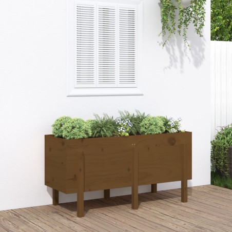 vidaXL Arriate elevado de jardín madera pino marrón miel 121x50x57 cm