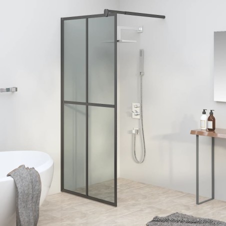 vidaXL Mampara de ducha accesible vidrio templado oscuro 90x195 cm