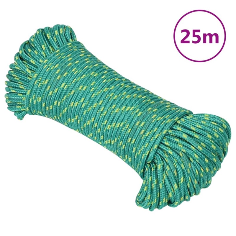 vidaXL Cuerda de barco polipropileno verde 3 mm 25 m vidaXL Cuerda de barco polipropileno verde 3 mm 25 m