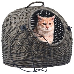 vidaXL Transportín para gatos sauce natural gris 60x45x45 cm