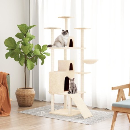 vidaXL Rascador para gatos con postes de sisal crema 175 cm