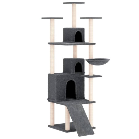 vidaXL Rascador para gatos con postes de sisal gris oscuro 175 cm