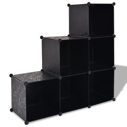vidaXL Estantería de cubos con 6 compartimentos negro
