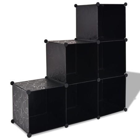 vidaXL Estantería de cubos con 6 compartimentos negro
