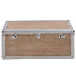 vidaXL Caja de almacenaje madera maciza abeto marrón 91x52x40 cm