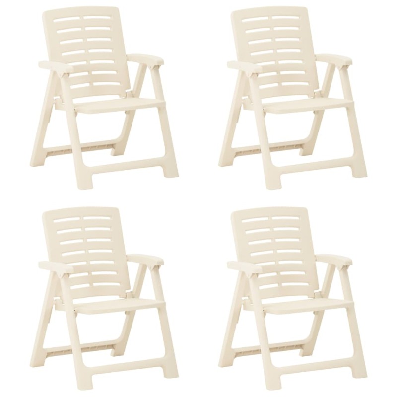 vidaXL Sillas de jardín 4 unidades plástico blanco vidaXL Sillas de jardín 4 unidades plástico blanco
