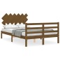 vidaXL Estructura de cama matrimonio con cabecero madera marrón miel vidaXL Estructura de cama matrimonio con cabecero madera marrón miel