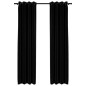 vidaXL Cortinas opacas con ojales look de lino 2 pzas negro 140x225 cm