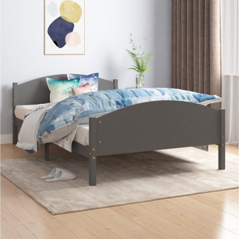vidaXL Estructura de cama madera maciza de pino gris oscuro 120x200 cm