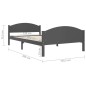 vidaXL Estructura de cama madera maciza de pino gris oscuro 120x200 cm