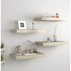 vidaXL Estantes flotantes de pared 4 uds MDF roble 40x23x3,8 cm